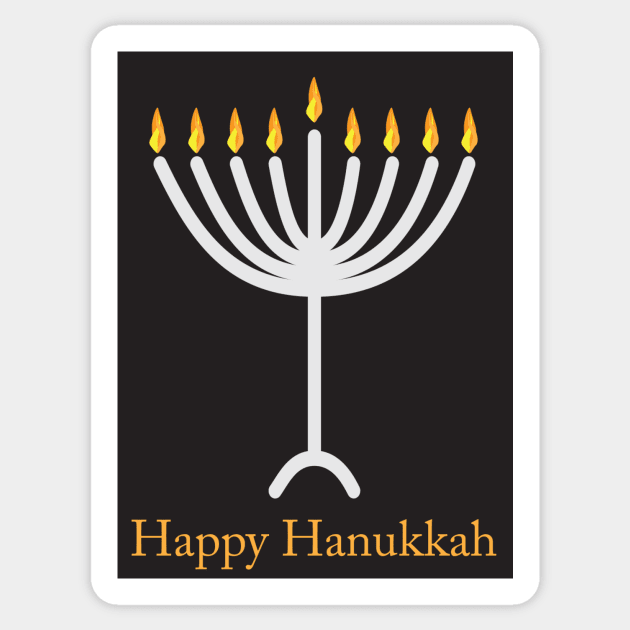 Happy Hanukkah greeting with Menorah illustration Sticker by sigdesign